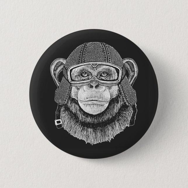 Chimpanzee Motorcycle Rider Button (Front)