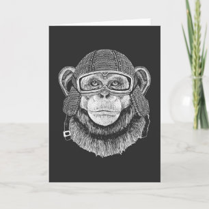 Chimpanzee Motorcycle Rider Card