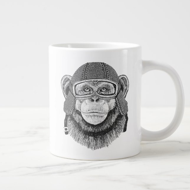 Chimpanzee Motorcycle Rider Giant Coffee Mug (Right)