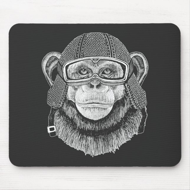 Chimpanzee Motorcycle Rider Mouse Pad (Front)