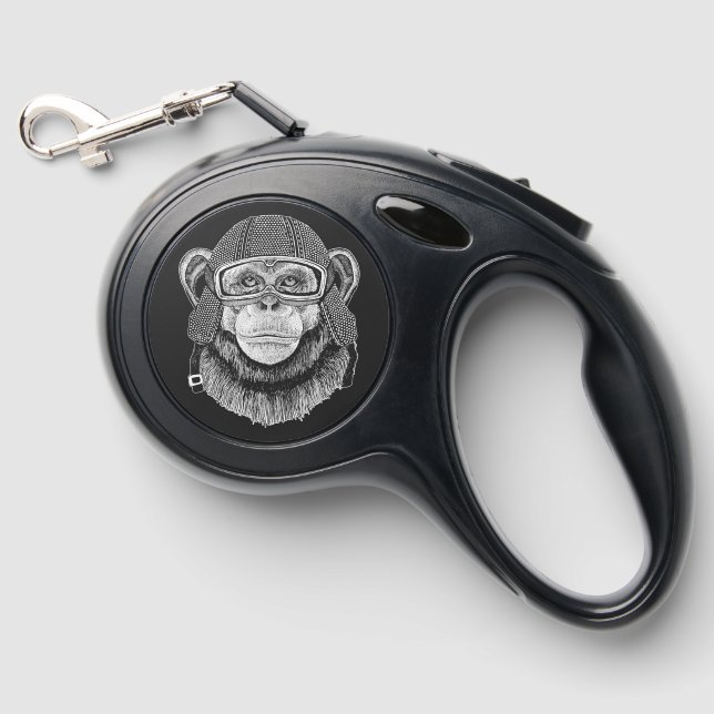 Chimpanzee Motorcycle Rider Retractable Pet Leash (Front)