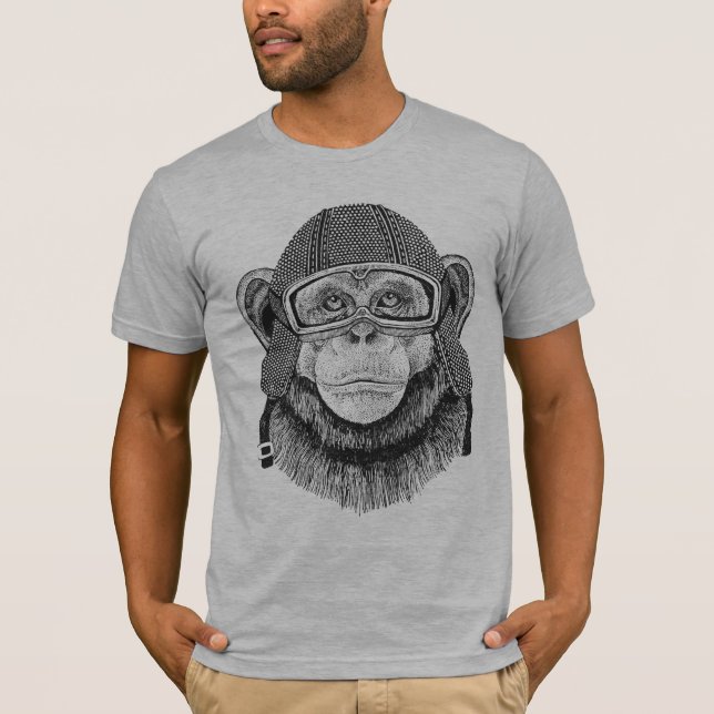 Chimpanzee Motorcycle Rider T-Shirt (Front)