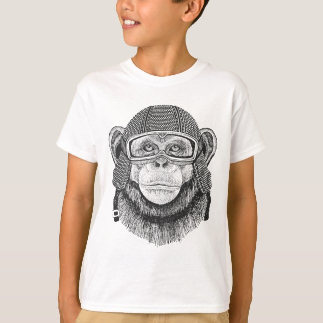 Chimpanzee Motorcycle Rider T-Shirt (Front)
