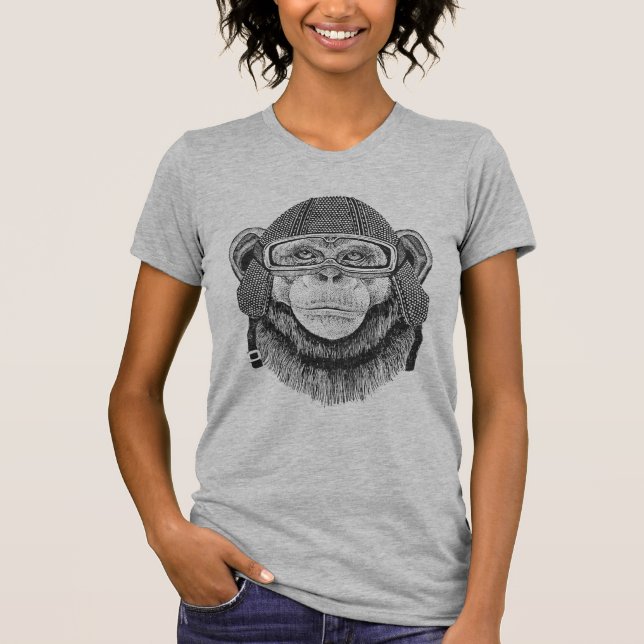 Chimpanzee Motorcycle Rider T-Shirt (Front)