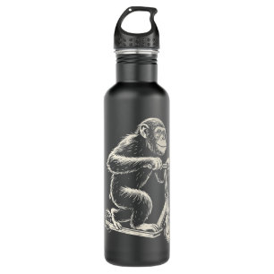 Chimpanzee On An E-Scooter Monkey Stainless Steel Water Bottle