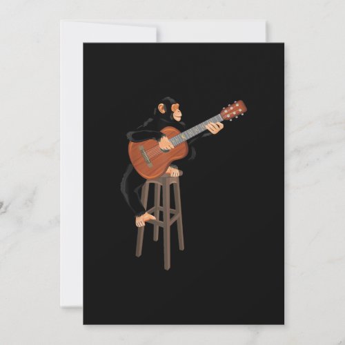 Chimpanzee Playing Acoustic Guitar Funny Monkey Thank You Card