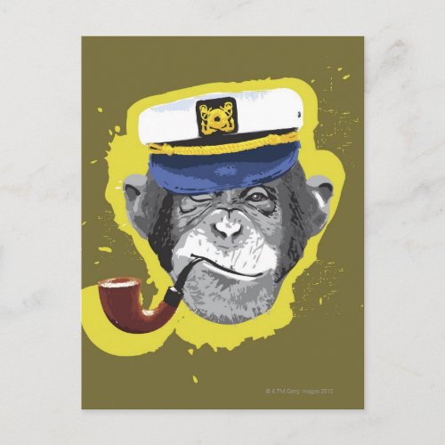 Chimpanzee Smoking Pipe Postcard