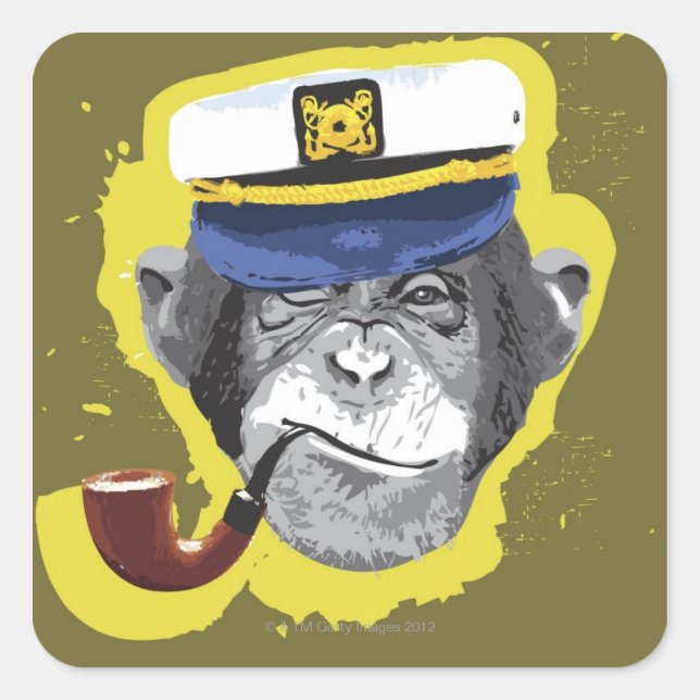 Chimpanzee Smoking Pipe Square Sticker (Front)