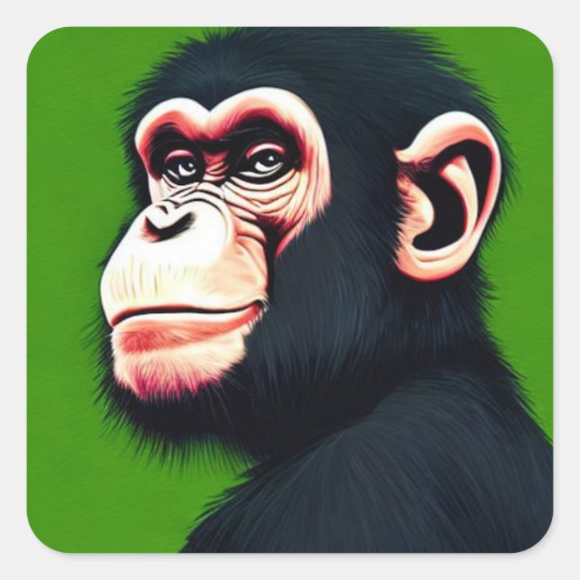 Chimpanzee Square Sticker (Front)