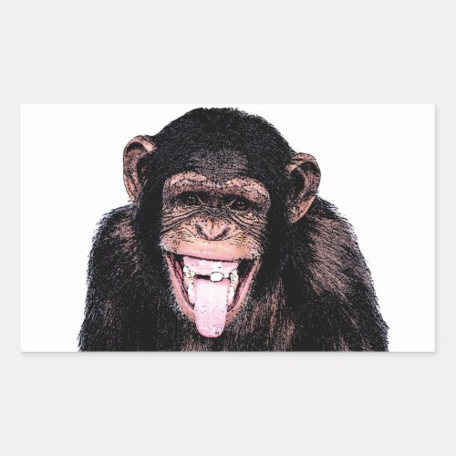 Chimpanzee Tongue Rectangular Sticker