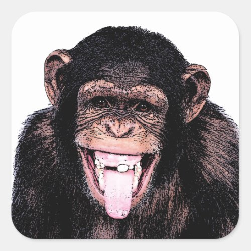 Chimpanzee Tongue Square Sticker