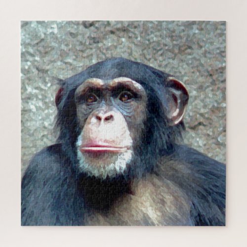 Chimpanzee Wild Animals Art Photo Jigsaw Puzzle
