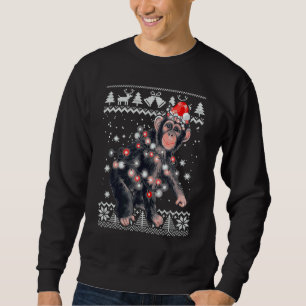 Chimpanzee Xmas Lighting Santa Monkey Ugly Christm Sweatshirt