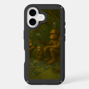 Chimpanzees on Mobile Phone iPhone 16 Case