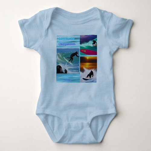 Chimpanzees Surfing Photo Collage  Baby Bodysuit