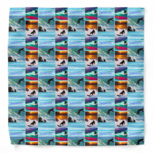 Chimpanzees Surfing Photo Collage, Bandana