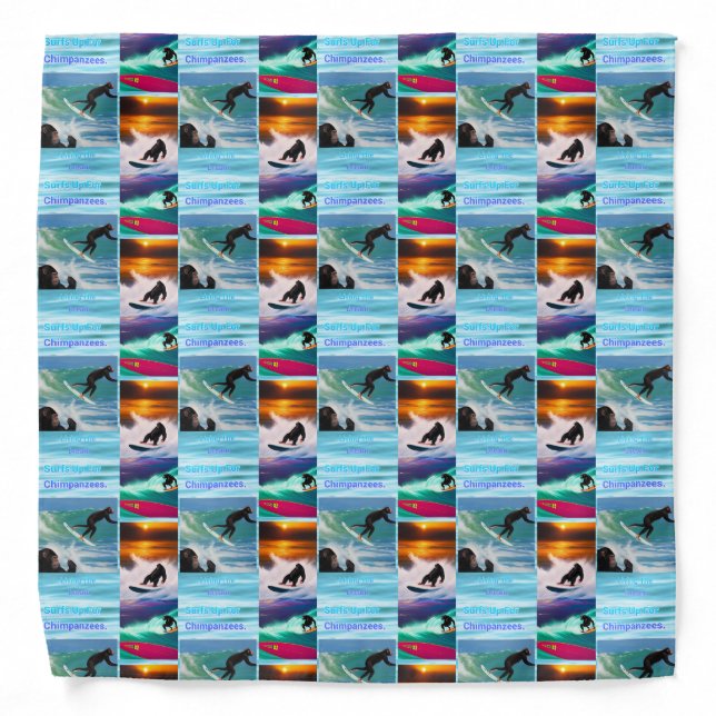 Chimpanzees Surfing Photo Collage, Bandana (Front)