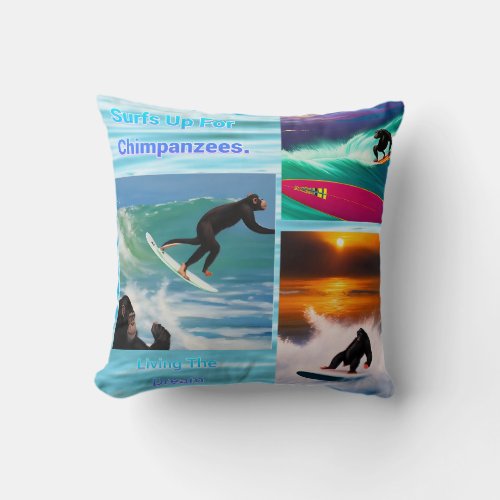 Chimpanzees Surfing Photo Collage  Cushion