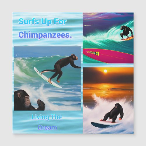 Chimpanzees Surfing Photo Collage  Magnetic Card