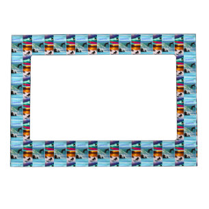 Chimpanzees Surfing Photo Collage, Magnetic Frame