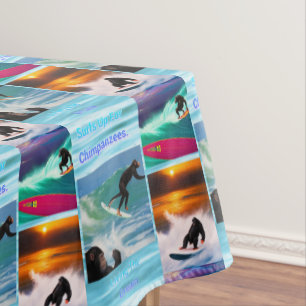 Chimpanzees Surfing Photo Collage, Tablecloth