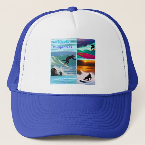 Chimpanzees Surfing Photo Collage Truckers Hat