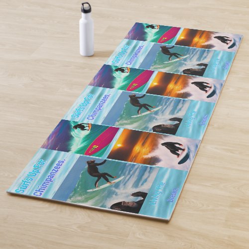 Chimpanzees Surfing Photo Collage Yoga Mat