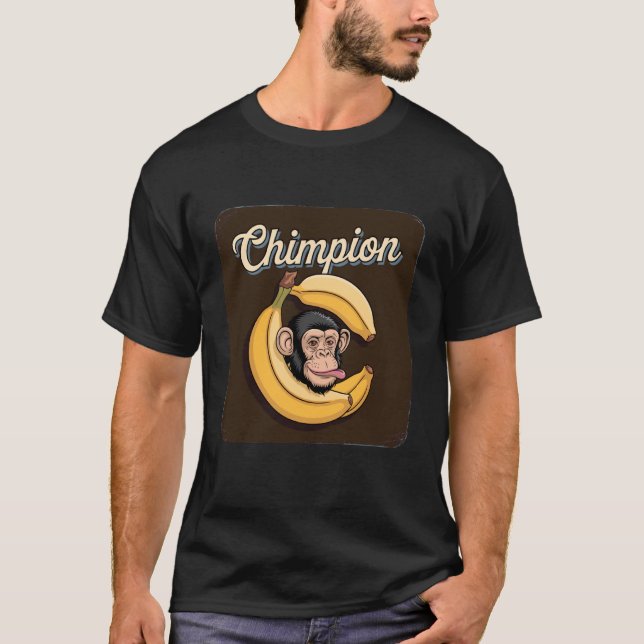 Chimpion Funny Monkey Banana Design T-Shirt (Front)