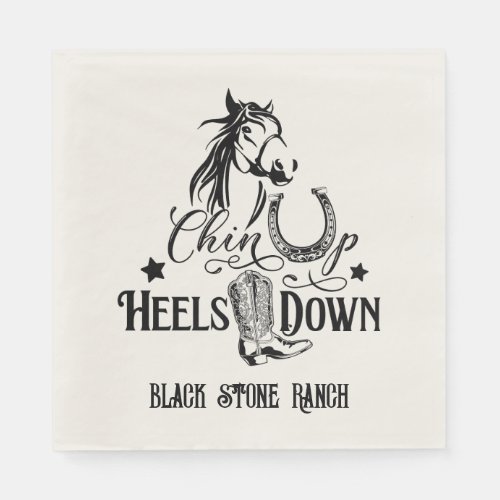 Chin up heels down cowgirl horse lover riding napkins
