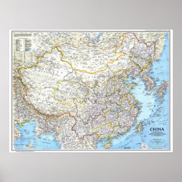&quot; China: 1991/today - Detailed classic wall map    Poster