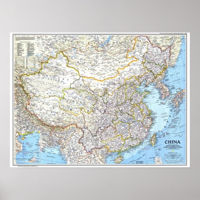 " China: 1991/today - Detailed classic wall map    Poster (Front)