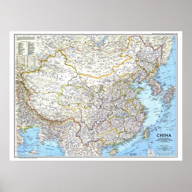 " China: 1991/today - Detailed classic wall map Poster (Front)