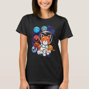 China Animal Cute Planets Science Space Red Panda T-Shirt