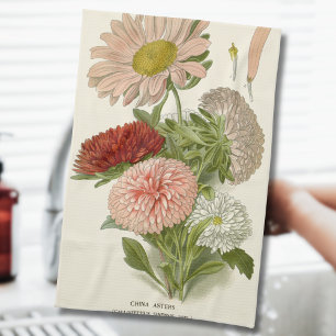 China Asters – Exquisite Vintage Floral Botanical Kitchen Towel