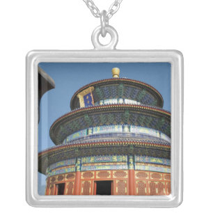 China, Beijing, Temple of Heaven, Chinese Urn in Silver Plated Necklace