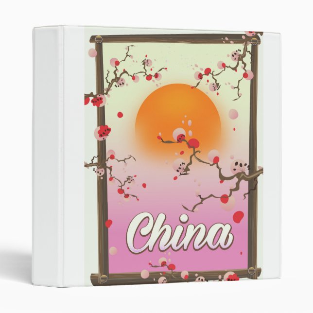 China Blossom Sunset 3 Ring Binder (Front/Spine)