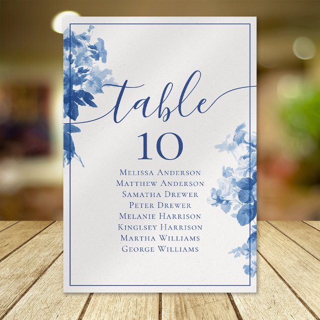 China Blue Floral Wedding Table Seating Chart Number (Creator Uploaded)