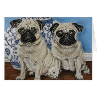 China Blue Pugs Cards