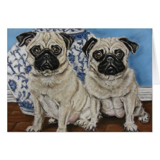 China Blue Pugs Cards (Front Horizontal)