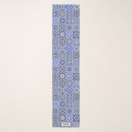 China Blue  White Tiles _ Dutch Style Custom Scarf