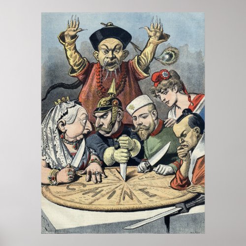 ChinaCake of Kings French Political Cartoon 1898 Poster