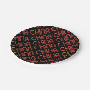 China Chinese Flag Colors Typography Paper Plates