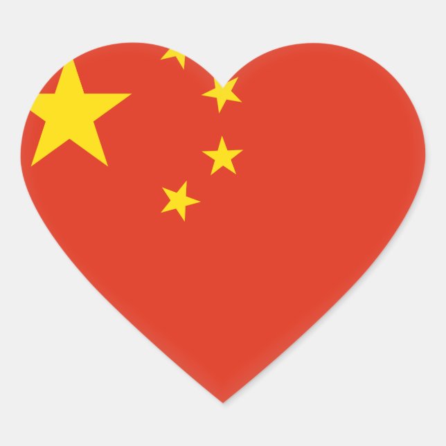China (Chinese) Flag Heart Sticker (Front)