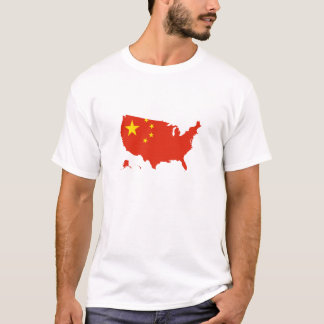 China Chinese flag in USA united states T-Shirt