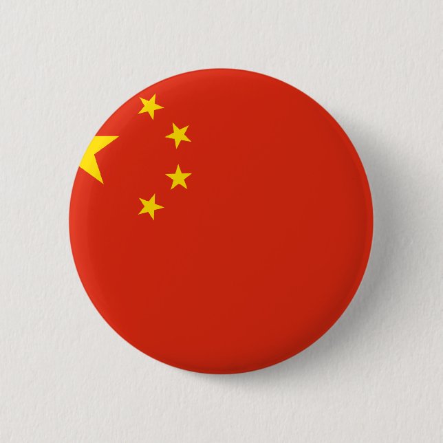 China; Chinese Flag Pinback Button (Front)