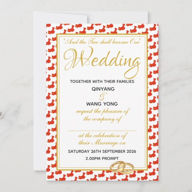 CHINA Christian Scripture Custom Wedding  婚礼 Invitation (Front)