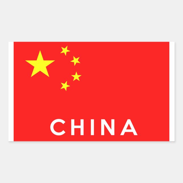 china country flag symbol name text rectangular sticker (Front)