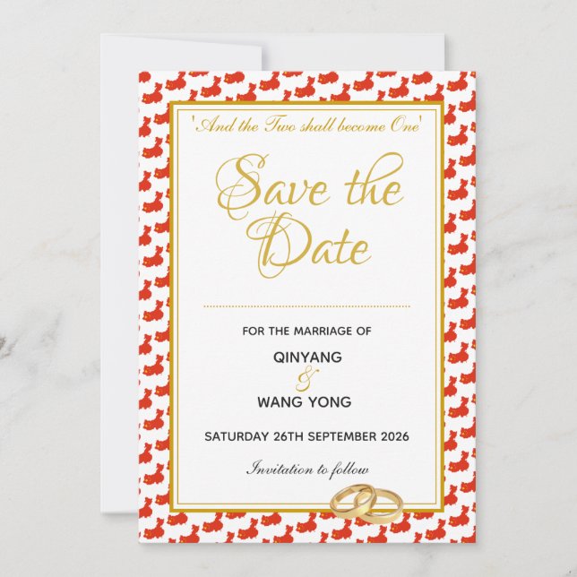 CHINA Custom Christian Wedding  婚礼 Save The Date (Front)
