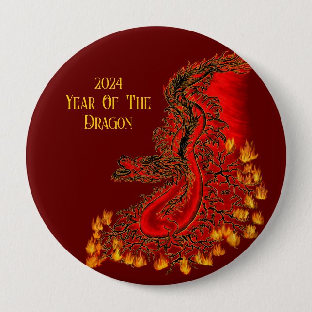 China Dragon , 2024 Year Of The Dragon Button (Front)