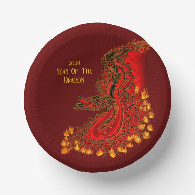 China Dragon , 2024 Year Of The Dragon Paper Bowls (Front)